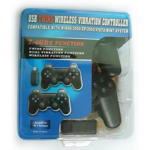 HiCyber 2.4G Dual Wireless USB Gamepad Dual Vibration Joystick for TV Computer & Console Gaming DUAL GAMES on DOUBLE CONTROLLERS