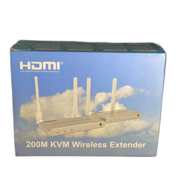 Wireless HDMI Transmitter and Receiver 4K with KVM, IR Remote, Loop Out, Wireless HDMI Extender 2.4/5.8GHz 1080P Full HD Up to 656FT with Detachable Antenna, 2 USB Port for Keyboard/Mouse